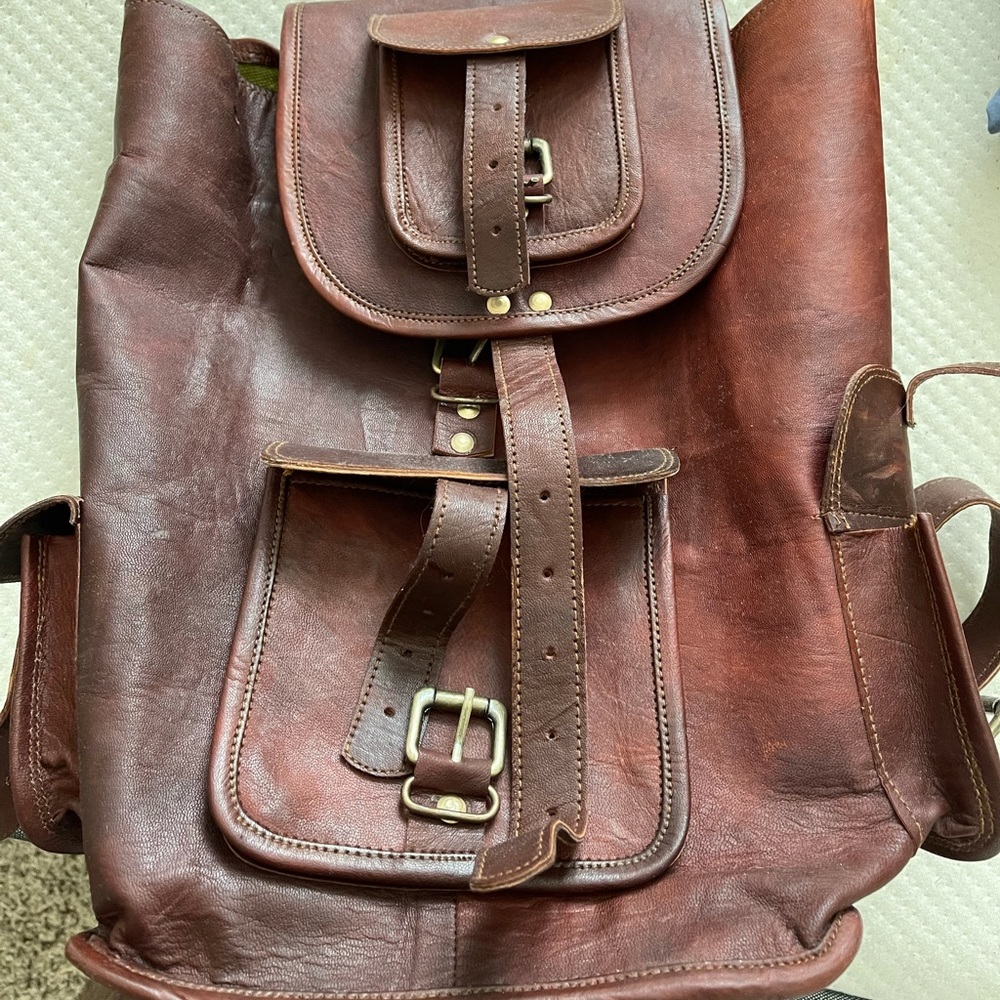 Leather backpack
